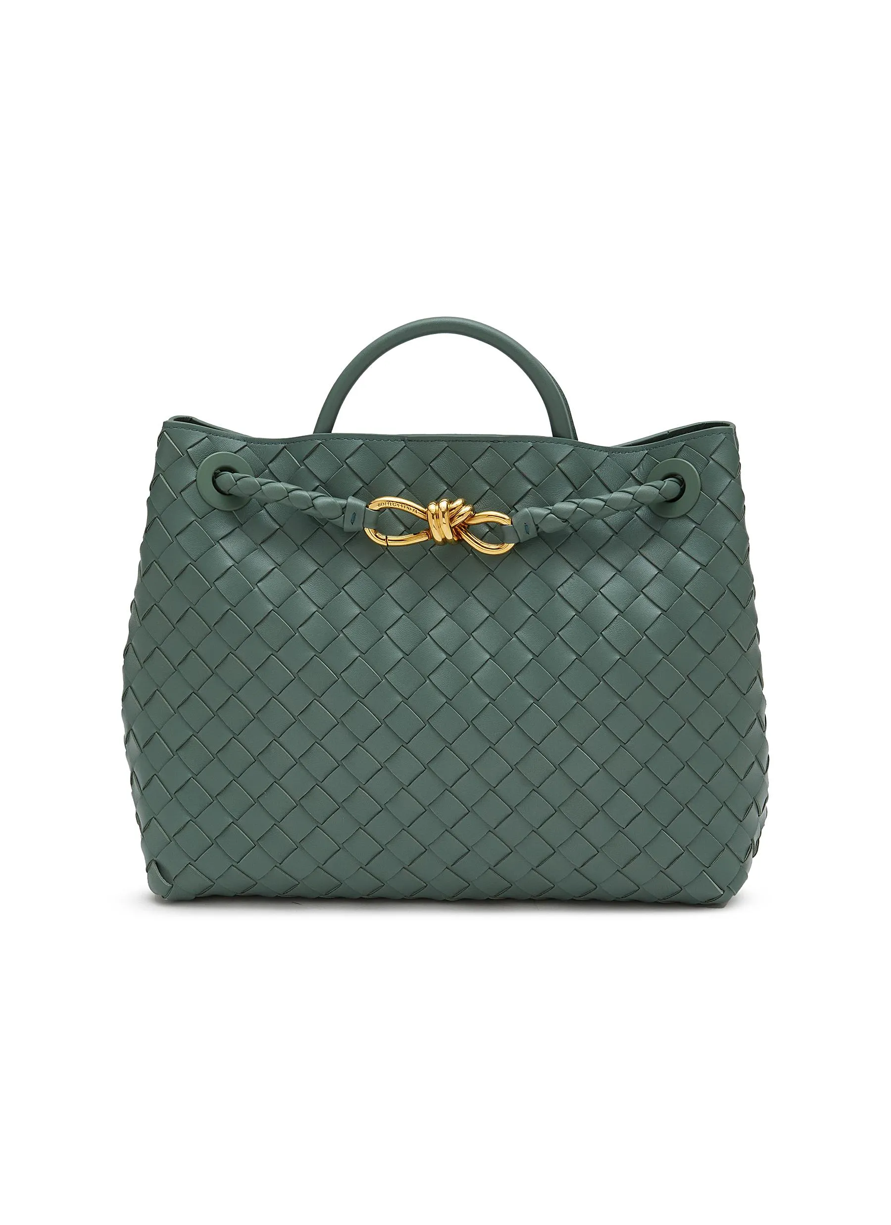 -----------BOTTEGA VENETA ---- ------------DARK GREEN ----Medium Andiamo Intrecciato Leather Bag --