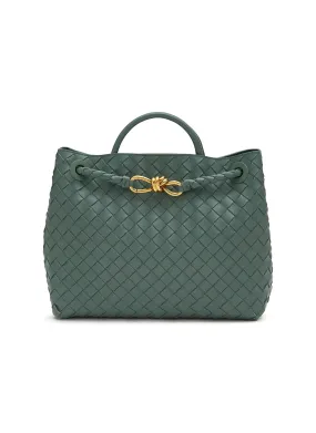 -----------BOTTEGA VENETA ---- ------------DARK GREEN ----Medium Andiamo Intrecciato Leather Bag --