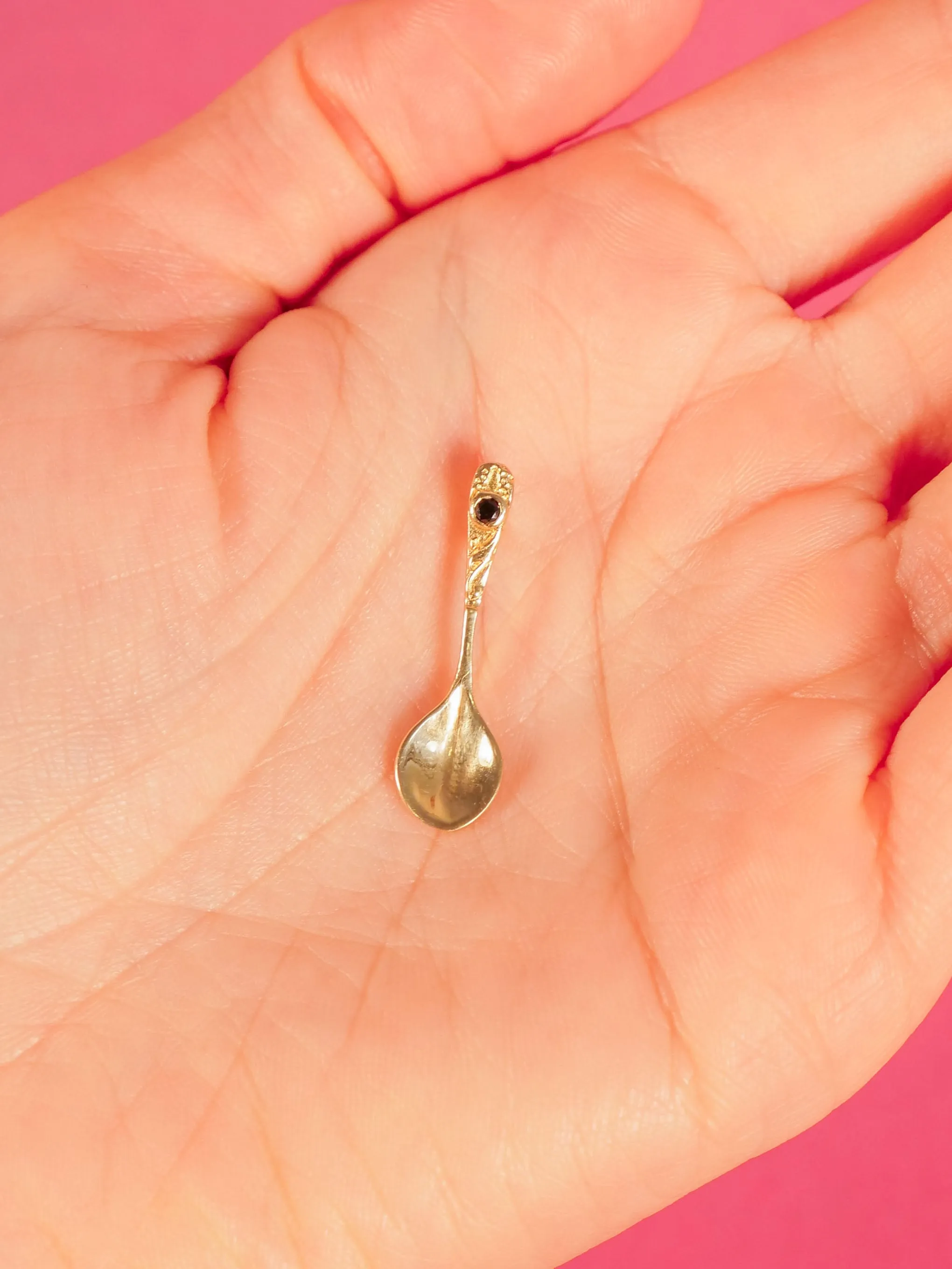 14k Black Diamond Spoon Charm