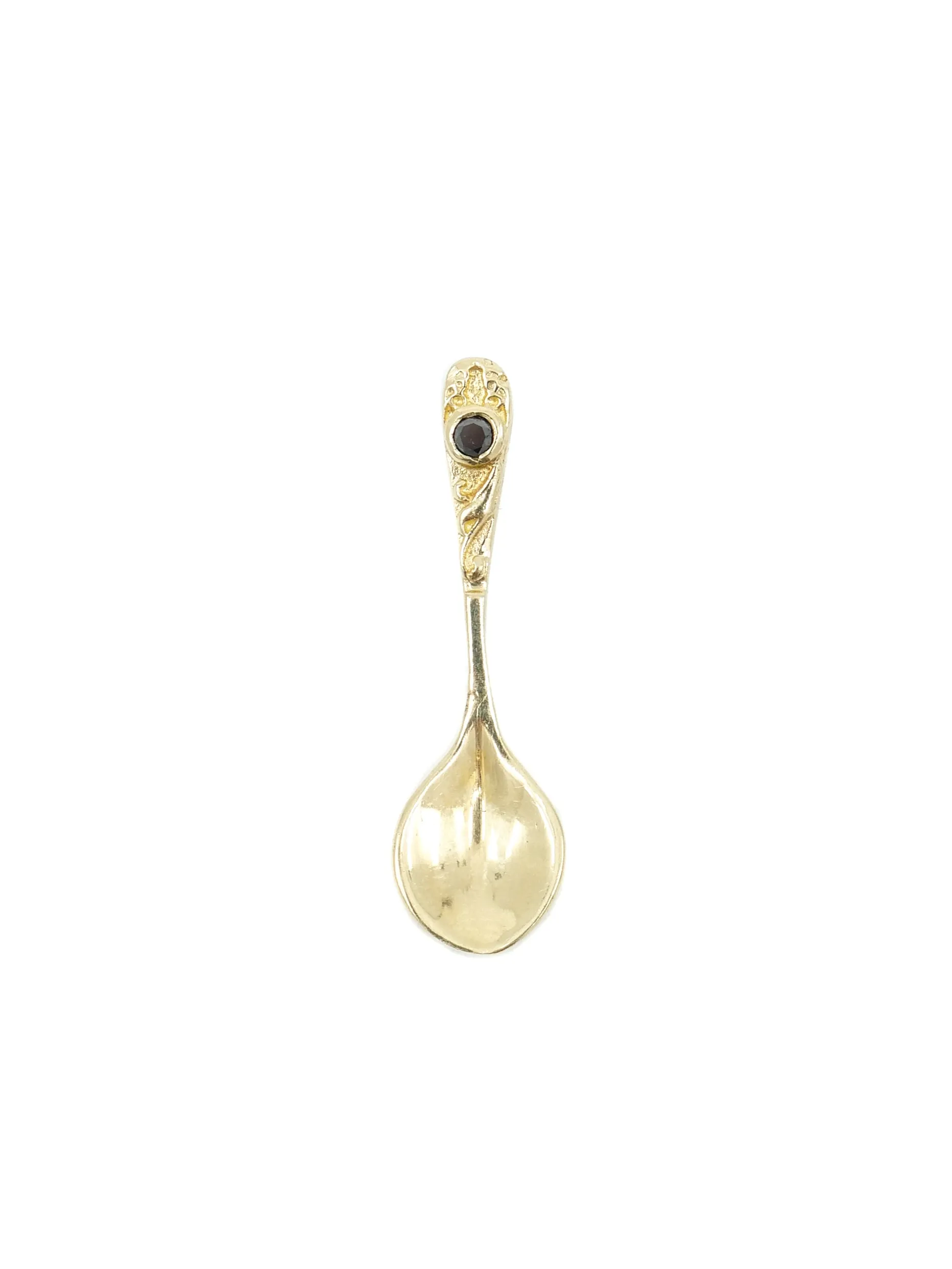 14k Black Diamond Spoon Charm