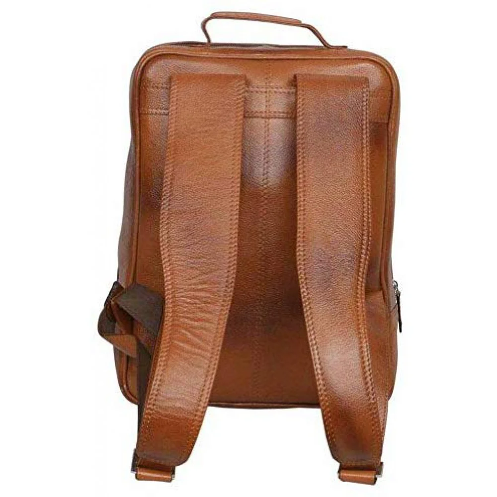 15 inch Leather Laptop Backpack - Tan