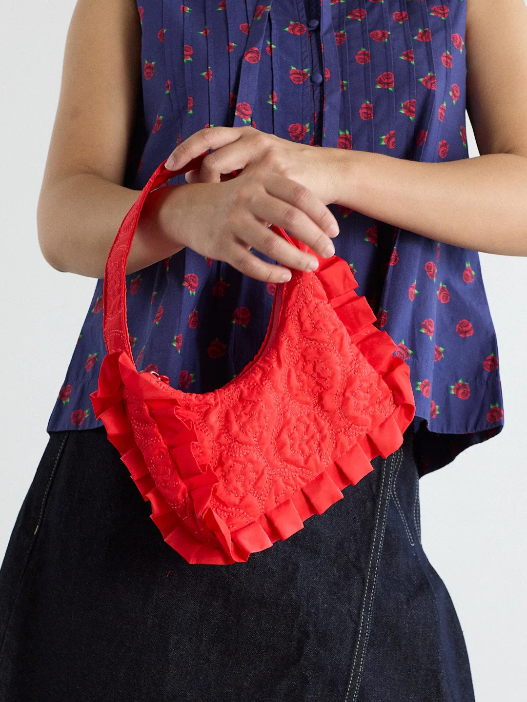 90's Frill Shoulder Bag - Red