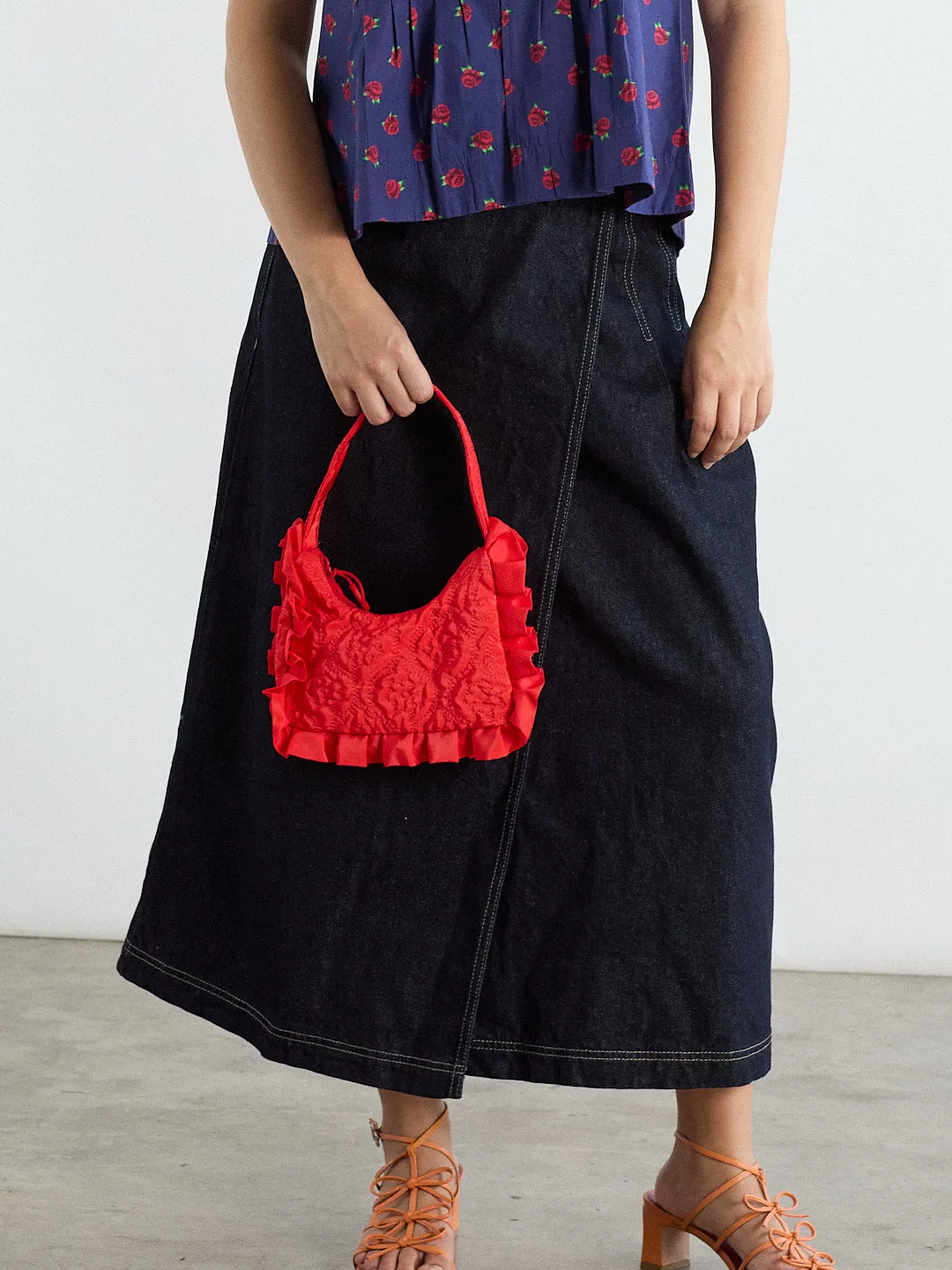 90's Frill Shoulder Bag - Red