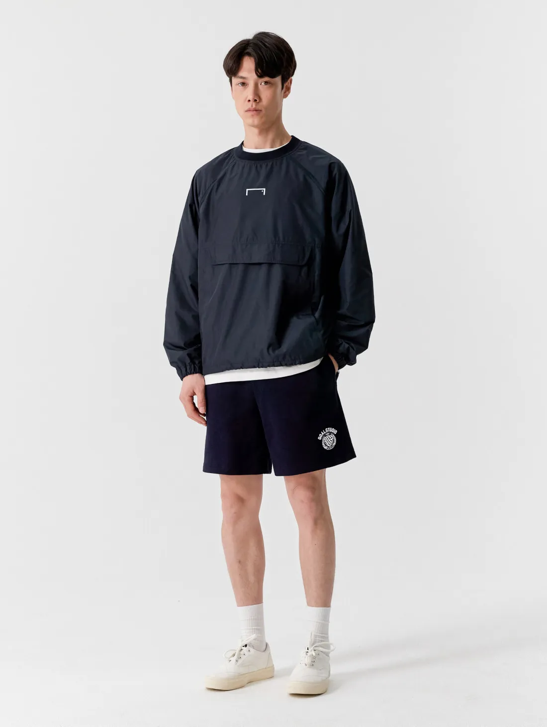 AIR THROUGH MESH LINED WIND PULLOVER-NAVY