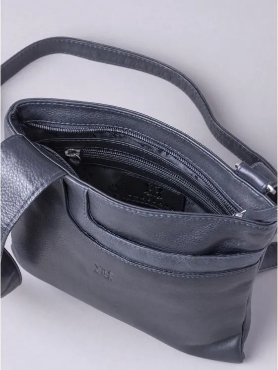 Allerdale Leather Cross Body Bag in Navy