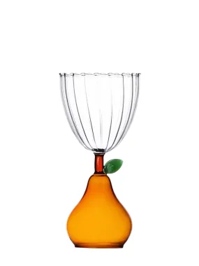 Amber pear wine glass, Fruits & Flowers Collection