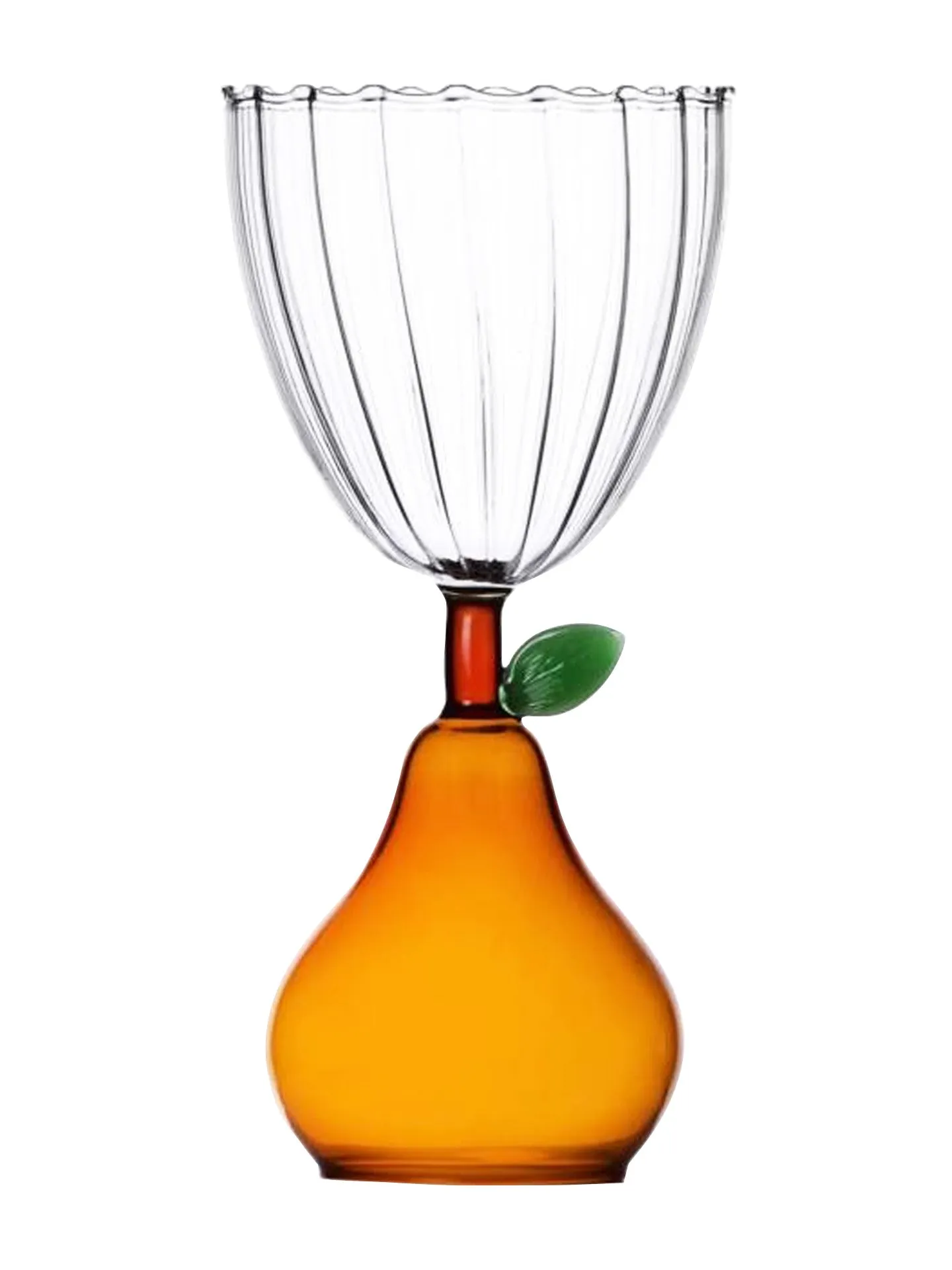 Amber pear wine glass, Fruits & Flowers Collection