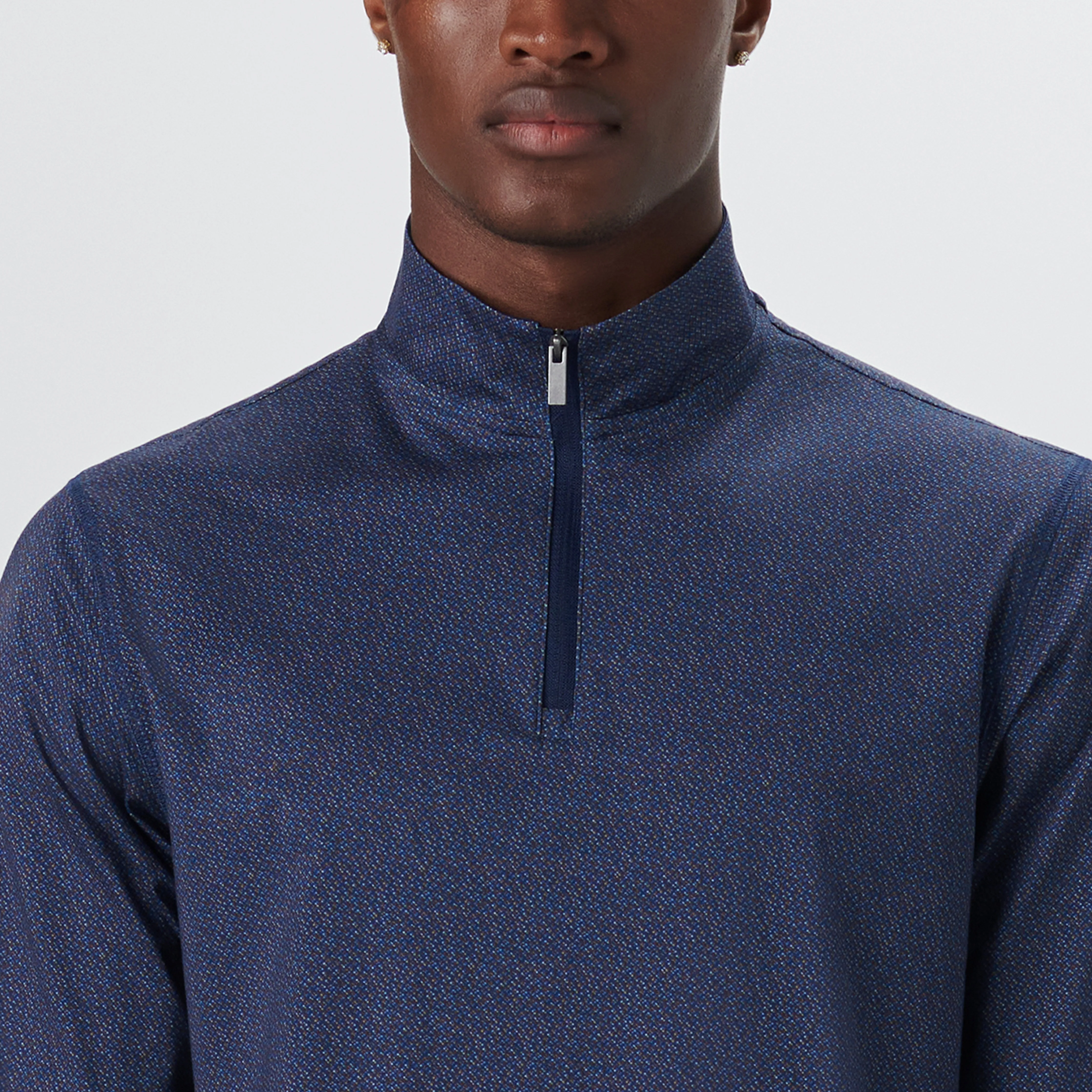 ANTHONY Diamond Pin Check OoohCotton Quarter Zip Pullover