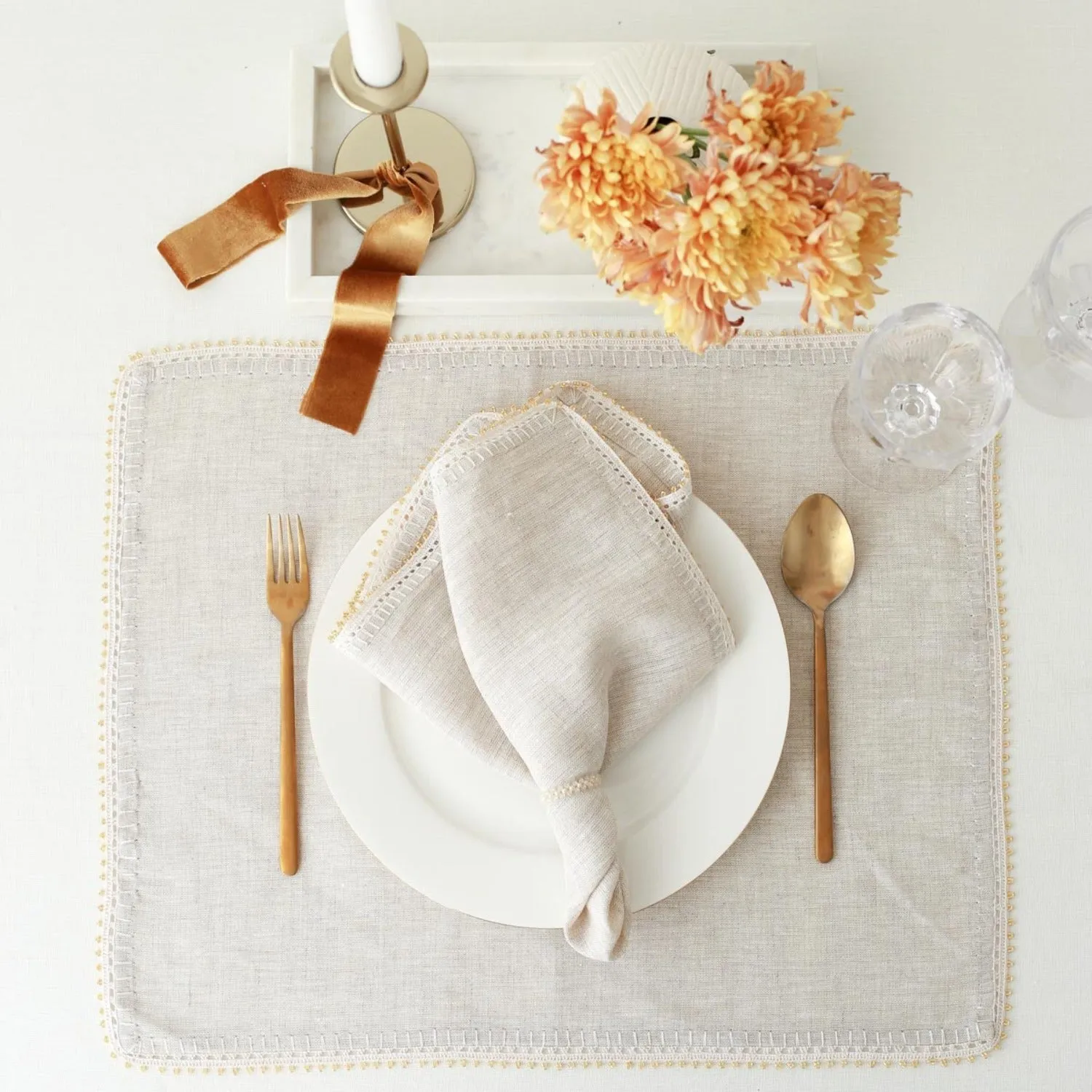 Beaded Linen Napkins (Set of 2)