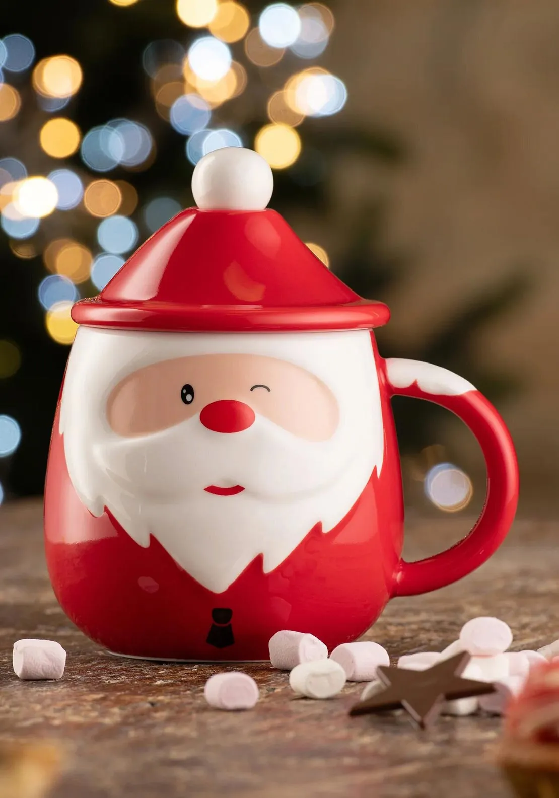 Belleek Living Santa Lidded Mug and Spoon Set, Red