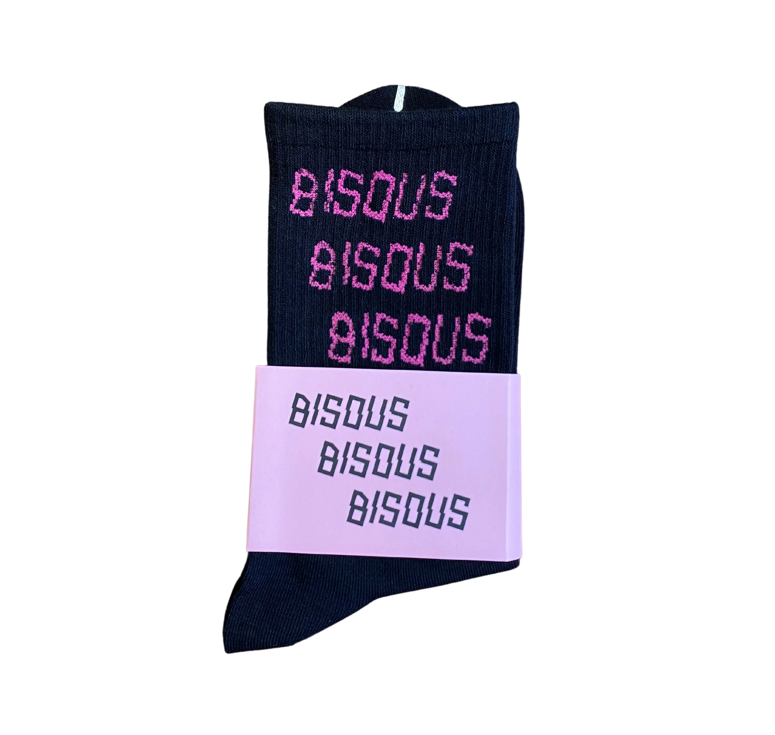 Bisous Skateboards - Bisous x3 Socks - Black w/ Pink