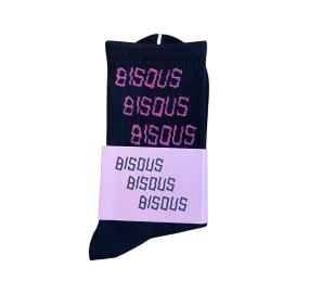 Bisous Skateboards - Bisous x3 Socks - Black w/ Pink