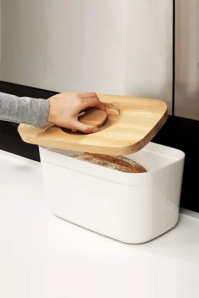 Bread Bin with Cutting Board Lid in White