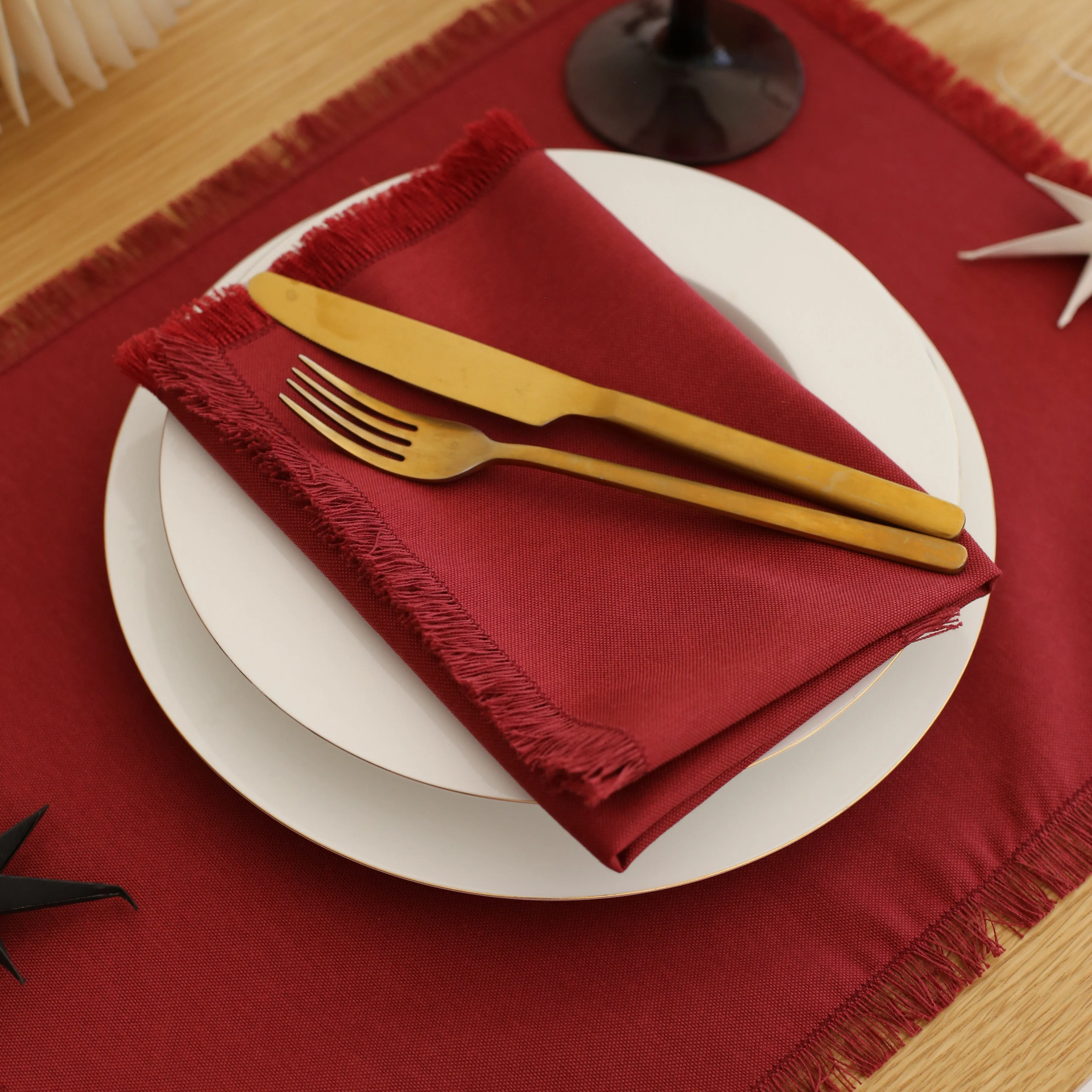 Burgundy Cotton Napkins (Set of 2)