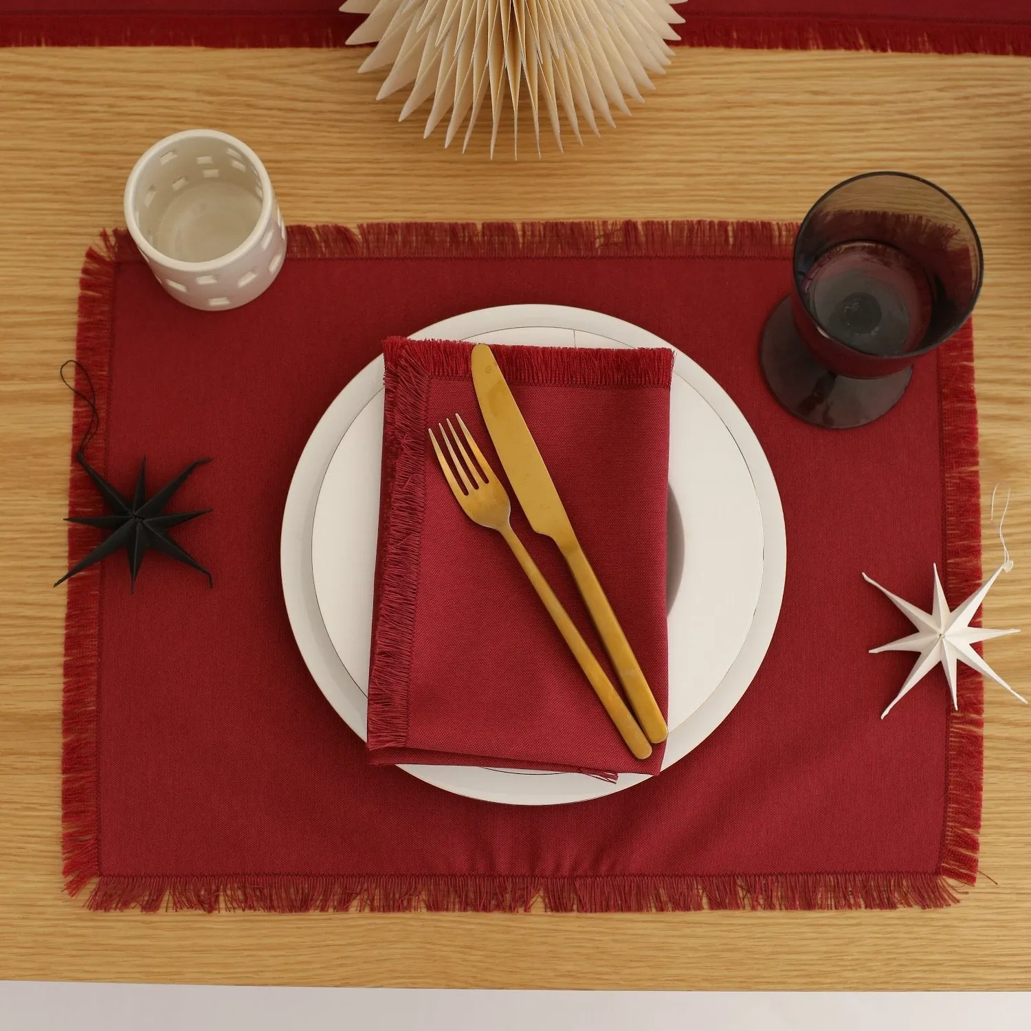 Burgundy Cotton Placemats (Set of 2)