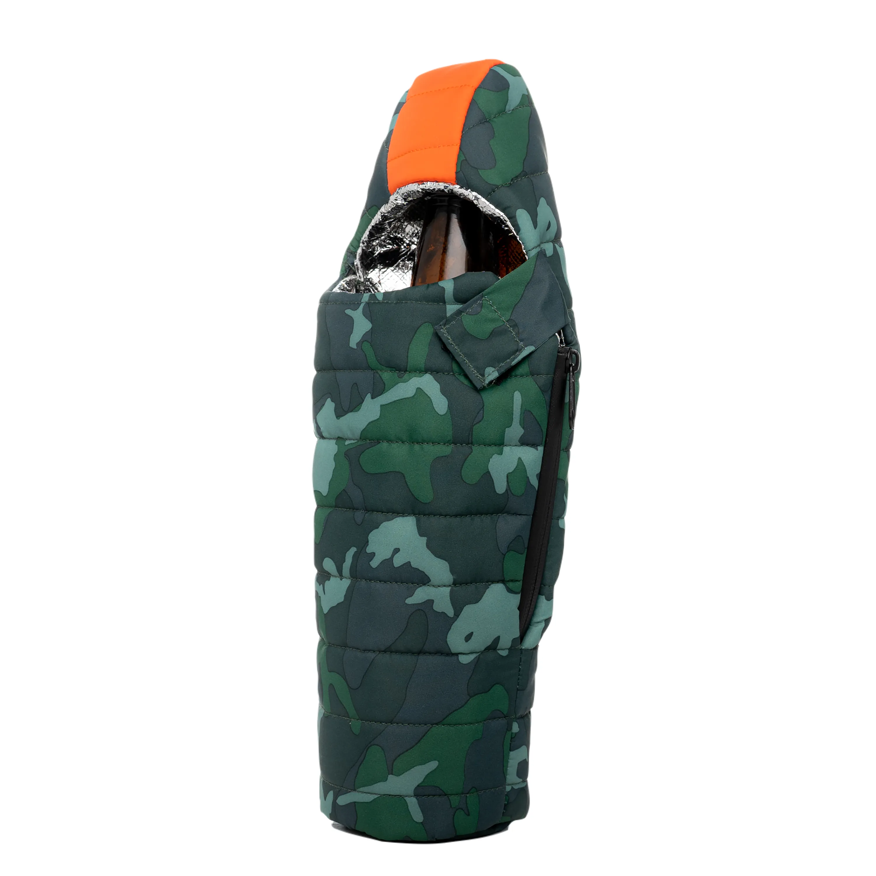 CAMO AND ORANGE BEVERAGE SLEEPING BAG