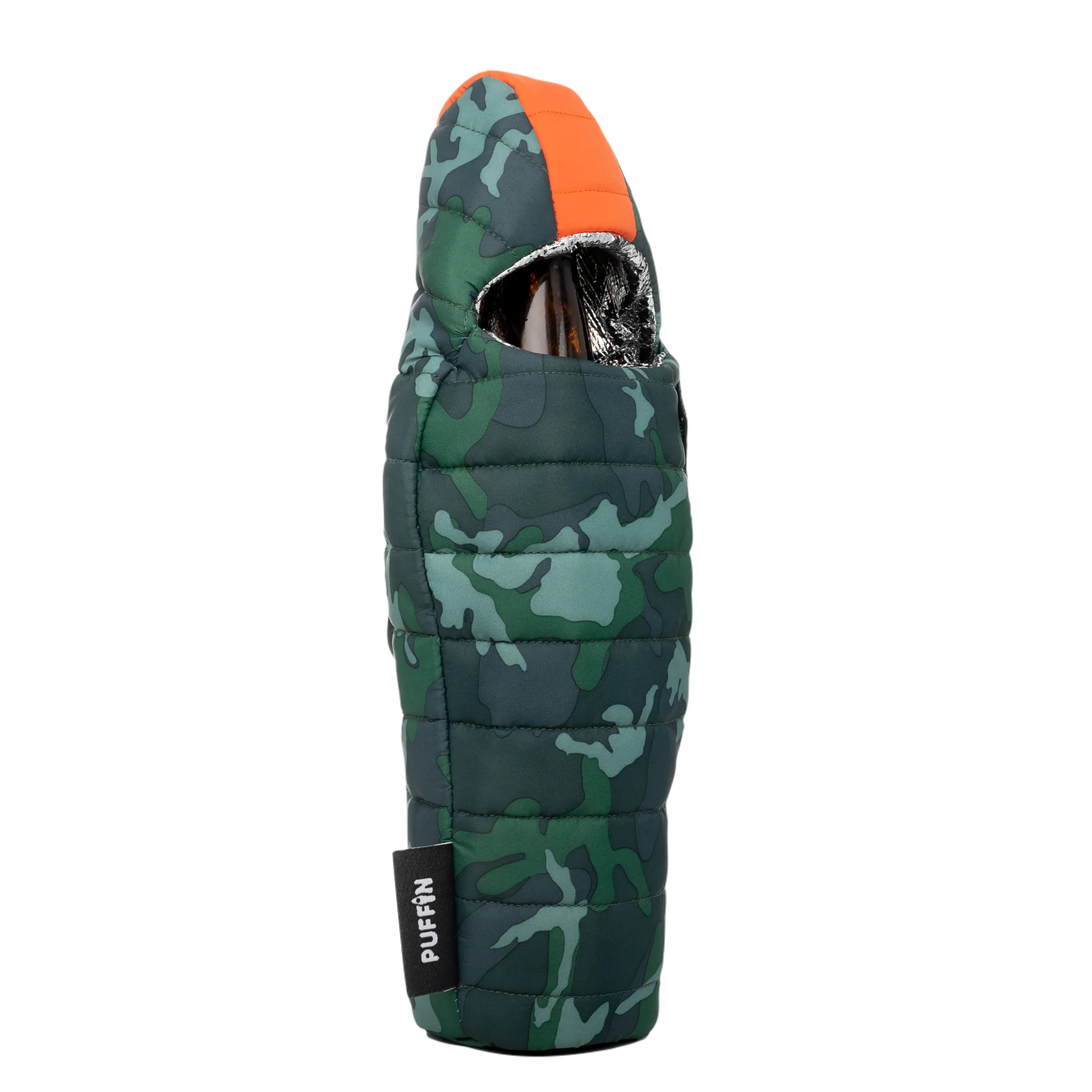 CAMO AND ORANGE BEVERAGE SLEEPING BAG