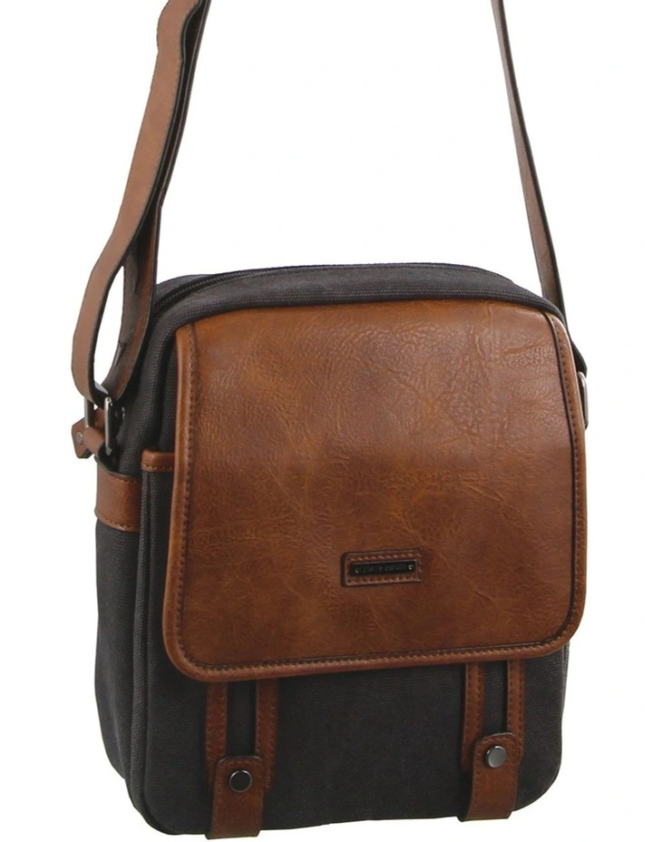 Canvas Cross Body Bag in Black