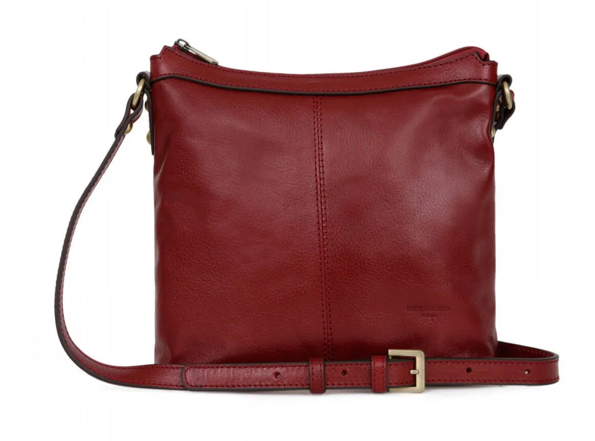 Carmine calfskin cross body bag 113032