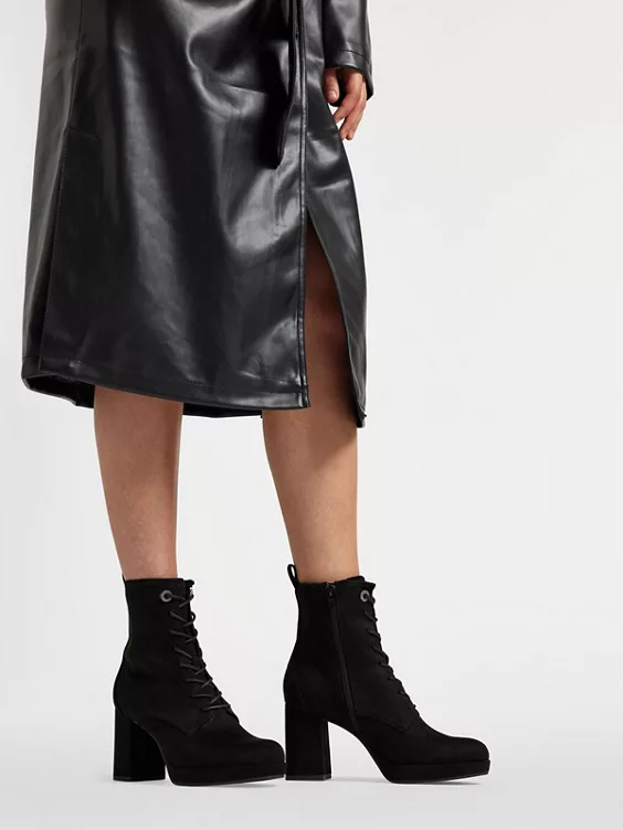 Catwalk  Black Heeled Lace Up Boot