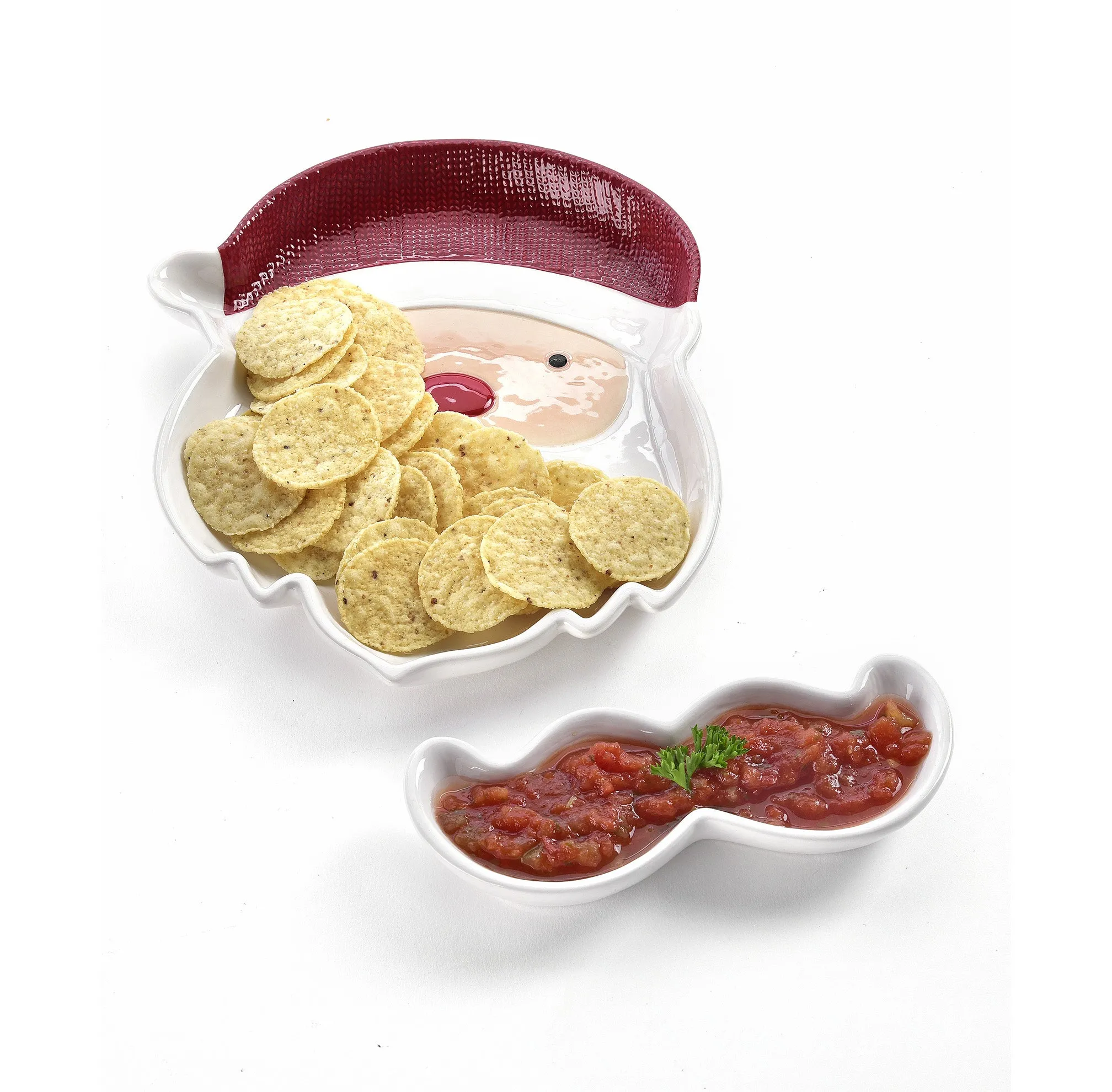 Ceramic Santa Chip & Dip Plate Set