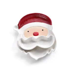 Ceramic Santa Chip & Dip Plate Set