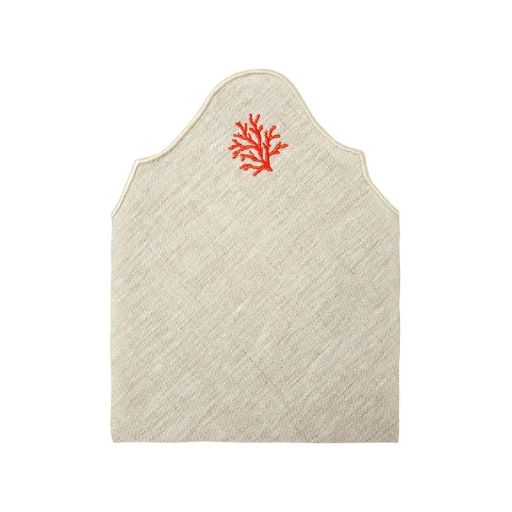 Coral Embroidery Linen Napkins (Set of 2)