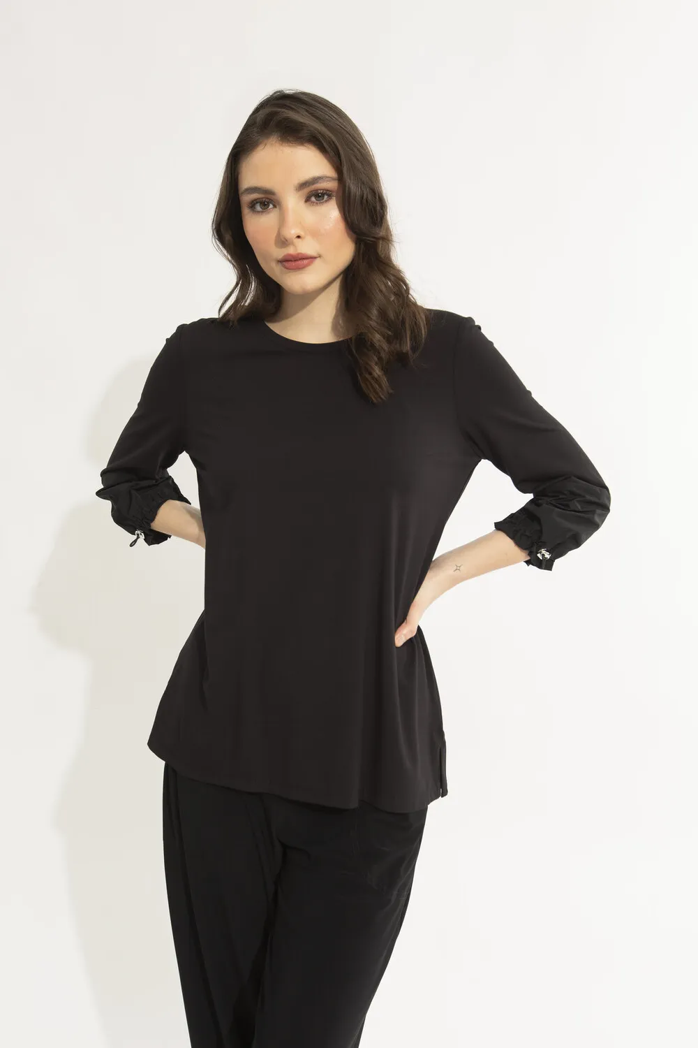 Crew Neck Puff Sleeve Pullover Style 231117