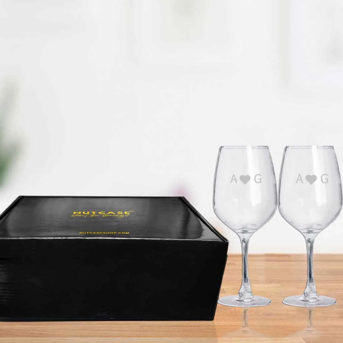 Customisable Wine Glass Engraved for You And Your Loved one - First Letter