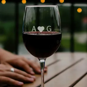 Customisable Wine Glass Engraved for You And Your Loved one - First Letter