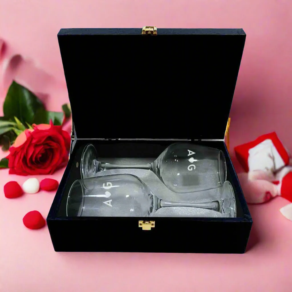 Customisable Wine Glass Engraved for You And Your Loved one - First Letter