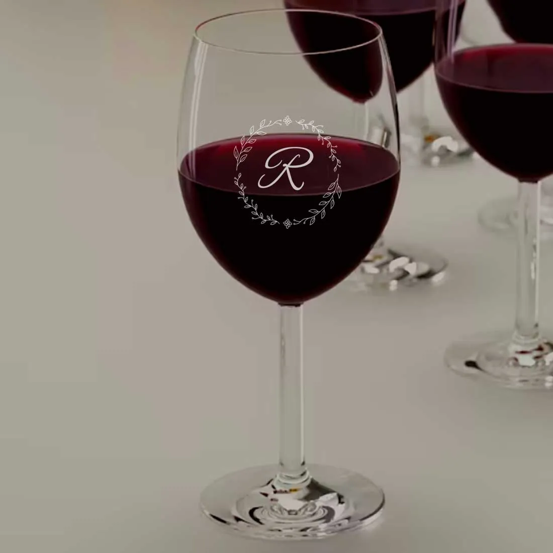 Customized Wine Glass - Engraved Red White Wine Glass - Monogram