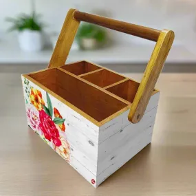 Cutlery Holder Spoon Stand for kitchen With Handle - Roses