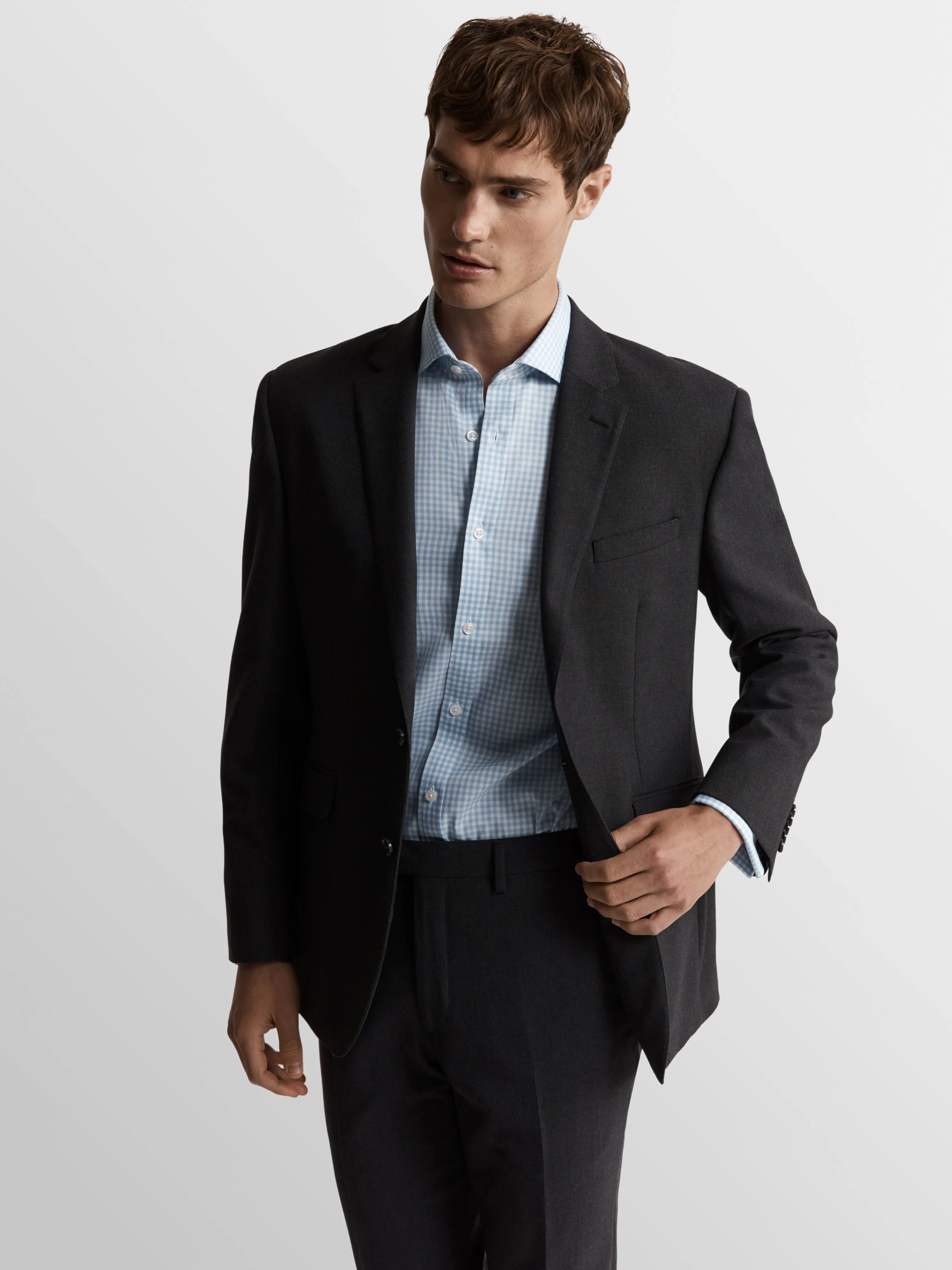 Edgware Wool Slim Charcoal Suit Jacket