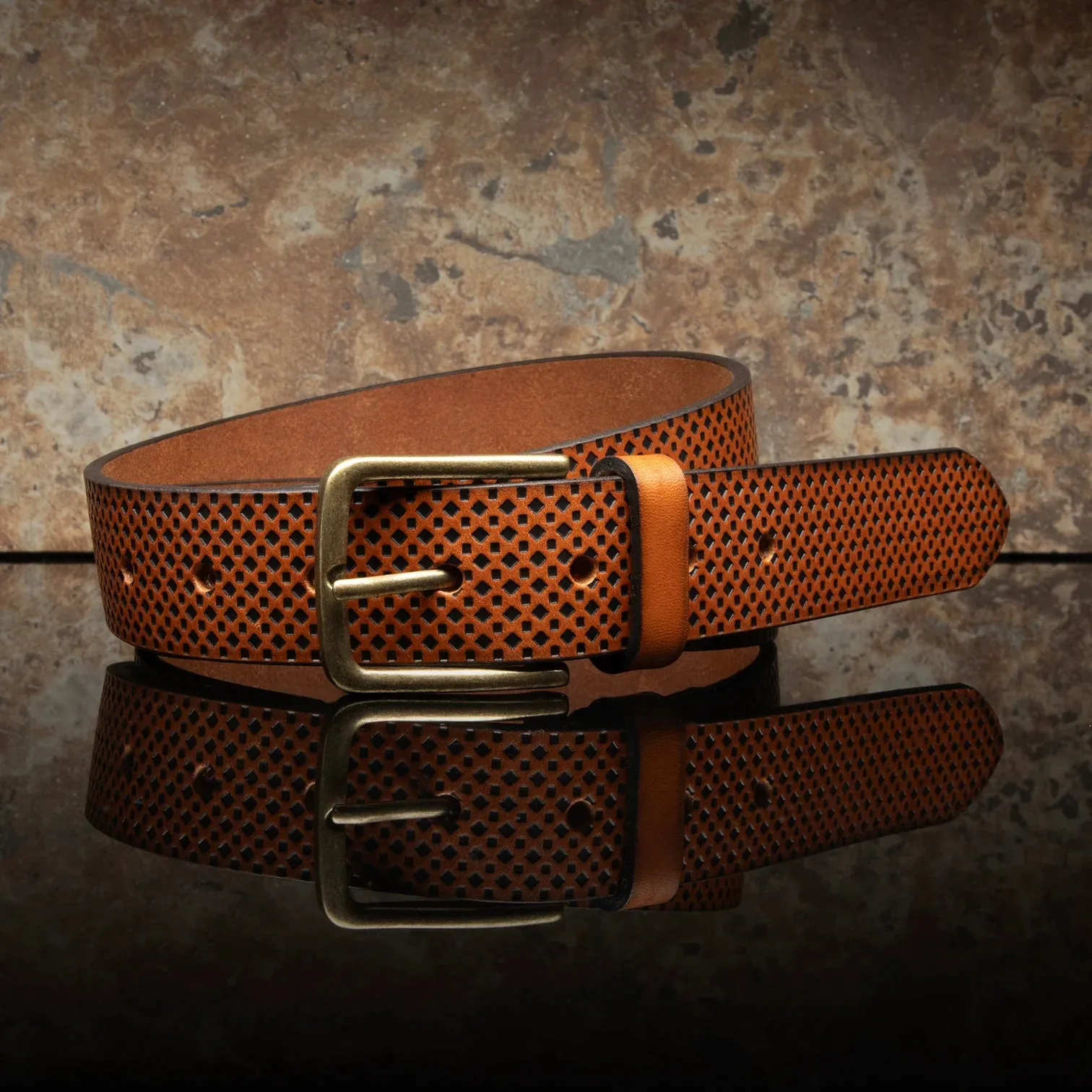 Embossed Golf Belt in Brown