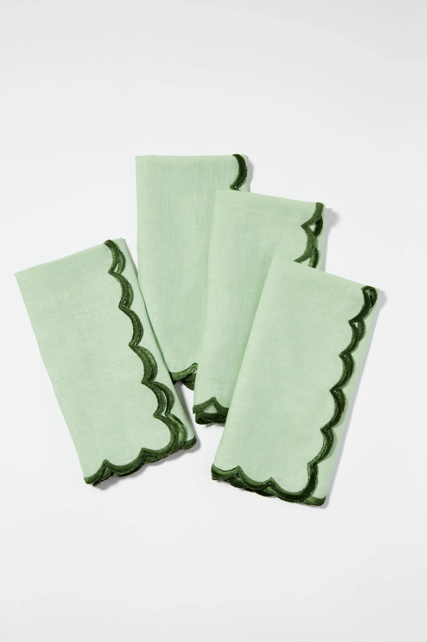 Fern and Olive Embroidered Linen Napkins Set of 4