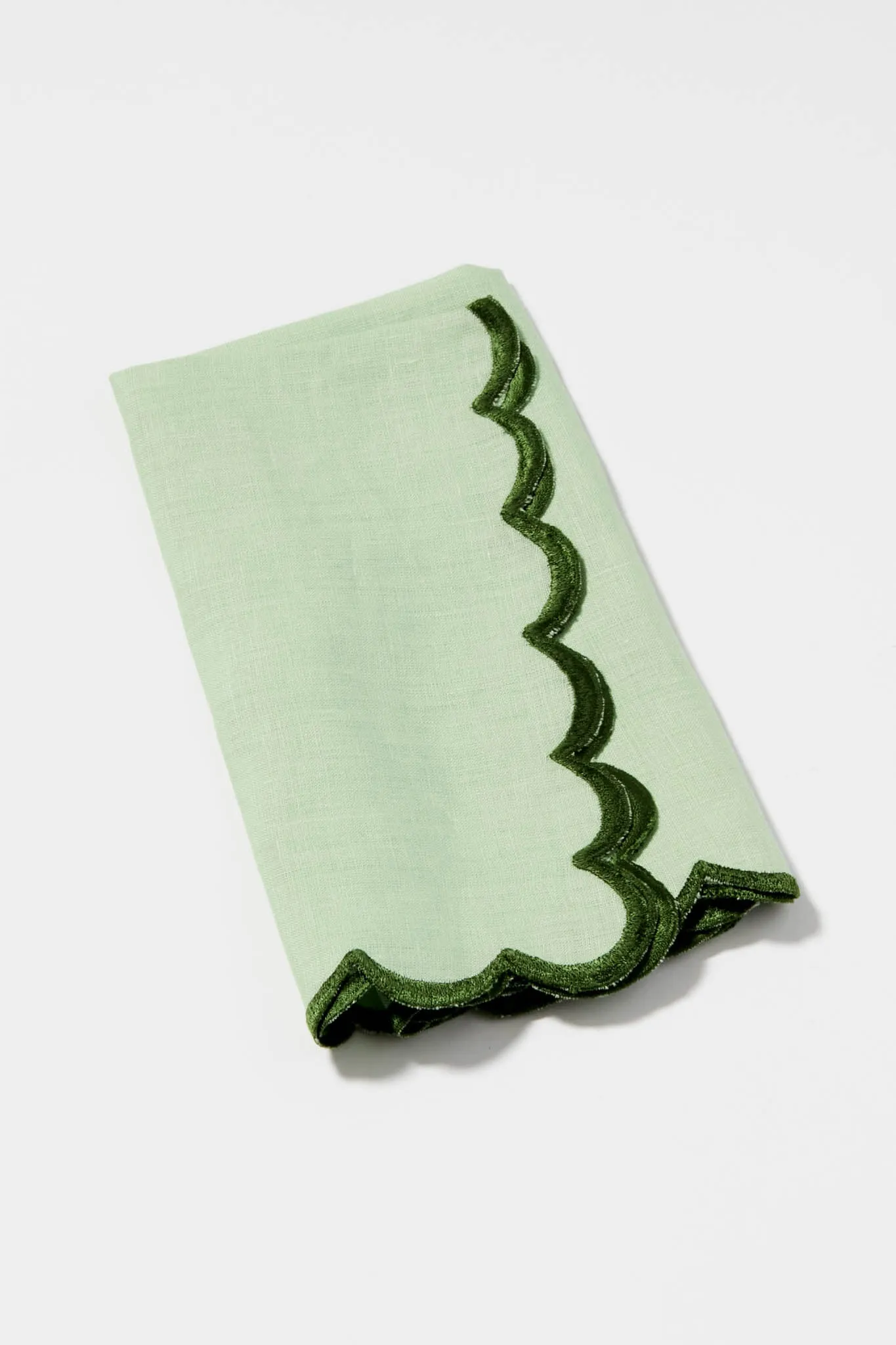 Fern and Olive Embroidered Linen Napkins Set of 4