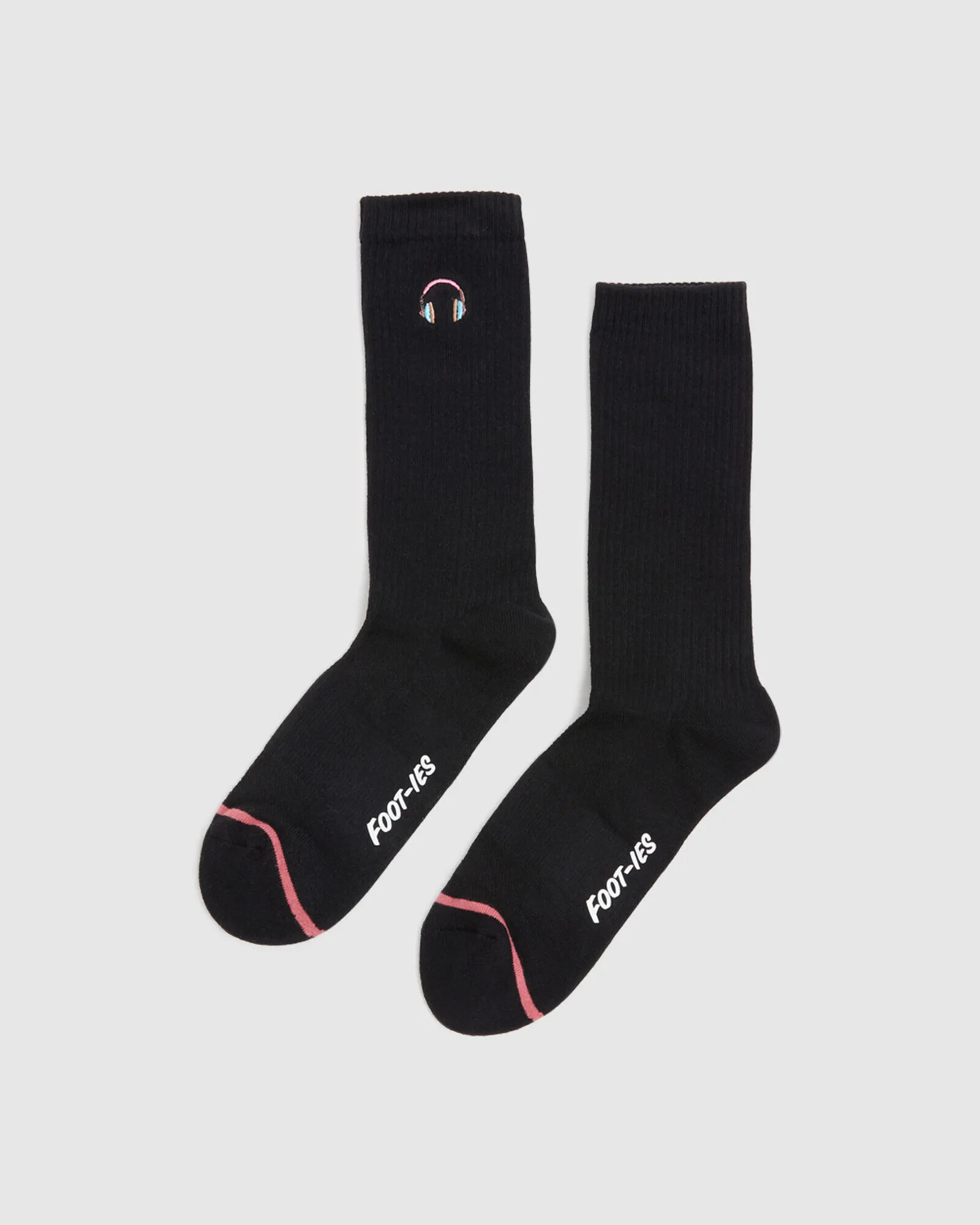 Foot-ies Skateboard/Headphone Socks 2 Pack White/Black