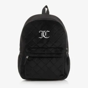 Girls Black Quilted Velour Backpack (40cm)