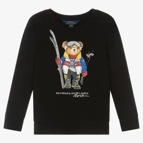 Girls Black Ski Bear Sweatshirt