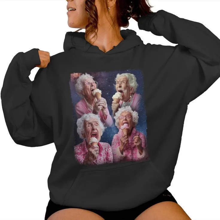 Grandma Licking Ice Cream Women Hoodie