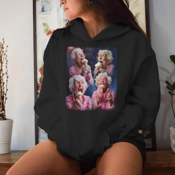 Grandma Licking Ice Cream Women Hoodie