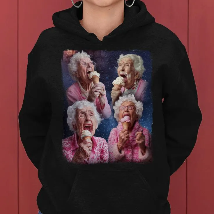 Grandma Licking Ice Cream Women Hoodie