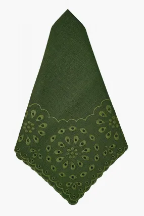 Green Eyelet Dinner Napkins Set of 4