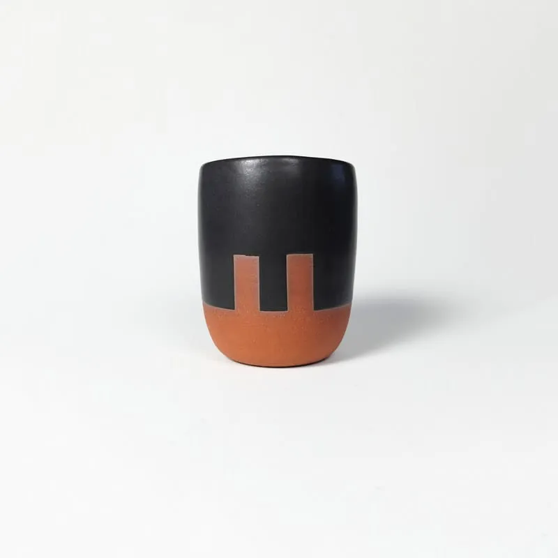 Handleless Mug - Black with Notches