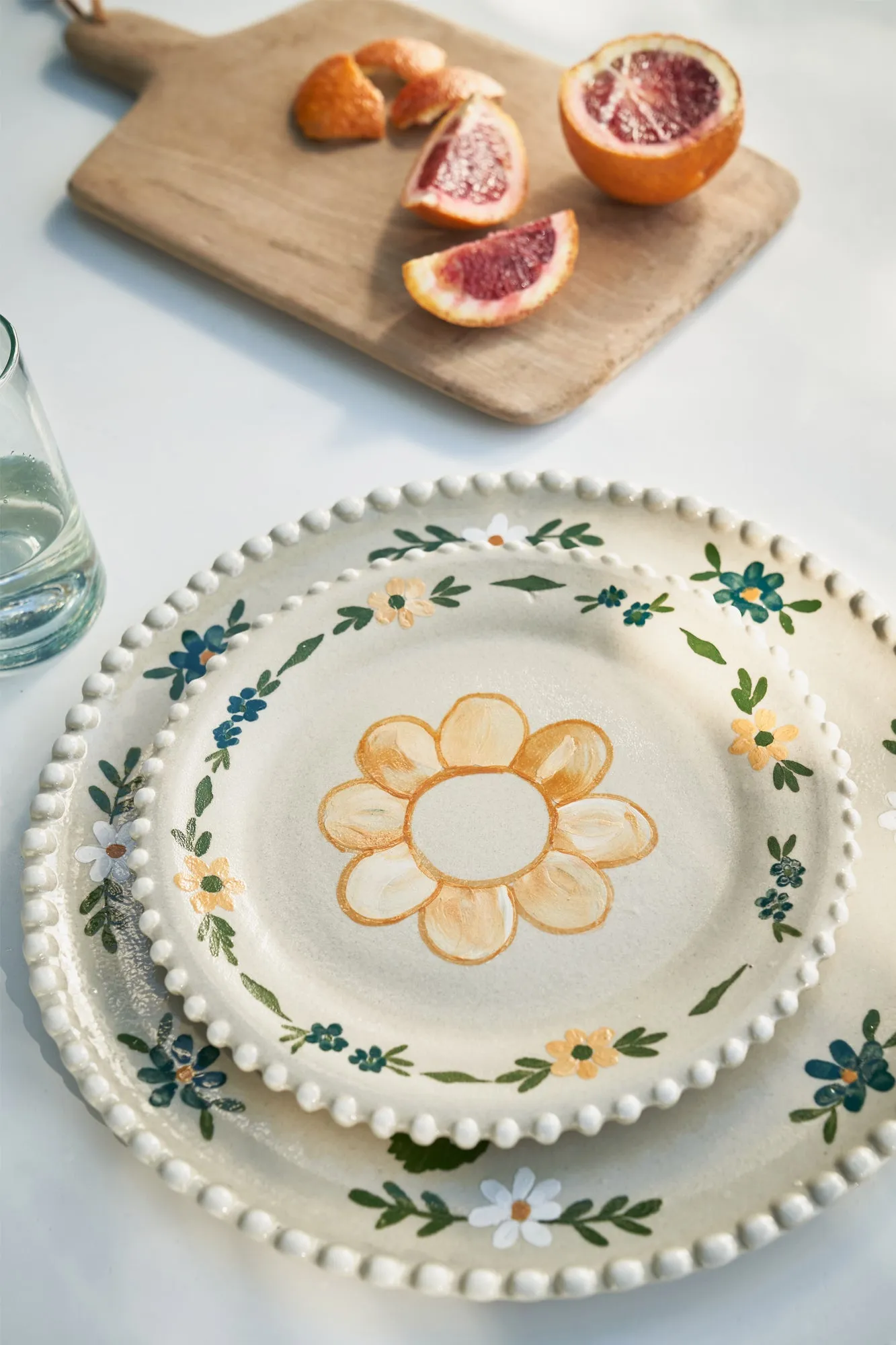 Handpainted Ivory Sunflower Appetizer Plate