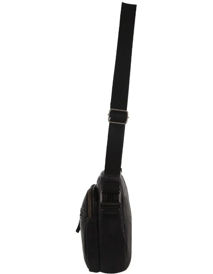 Italian Leather Cross-Body Bag in Black