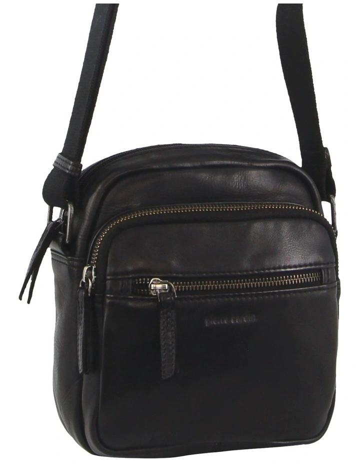 Italian Leather Cross-Body Bag in Black