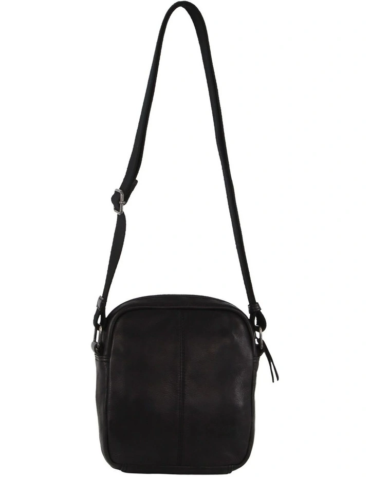 Italian Leather Cross-Body Bag in Black