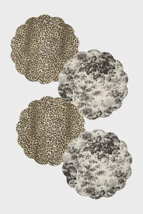 Leopard Toile Reversible Wipeable Placemats Set of 4